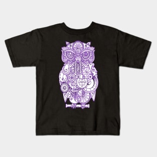 Cool Purple Steampunk Owl For Owl Lovers Kids T-Shirt